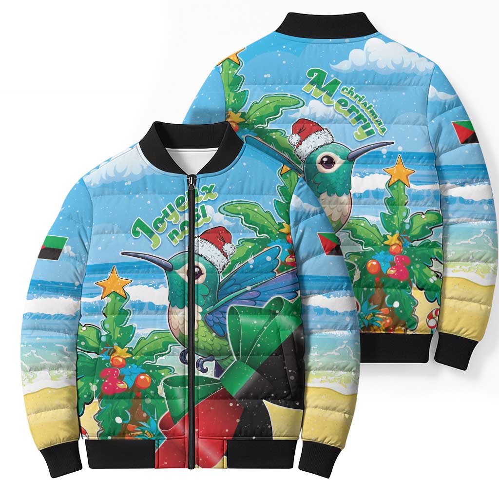Martinique Christmas Bomber Puffer Jacket Santa Hummingbird - Wonder Print Shop