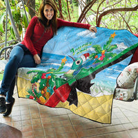 Martinique Christmas Quilt Santa Hummingbird - Wonder Print Shop