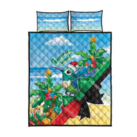 Martinique Christmas Quilt Bed Set Santa Hummingbird - Wonder Print Shop