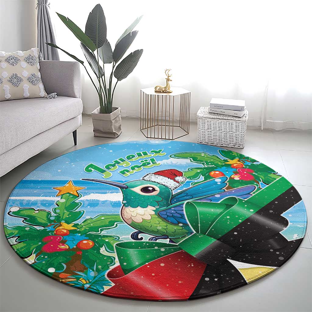 Martinique Christmas Round Carpet Santa Hummingbird - Wonder Print Shop