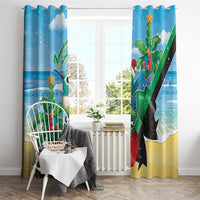 Martinique Christmas Window Curtain Santa Hummingbird - Wonder Print Shop
