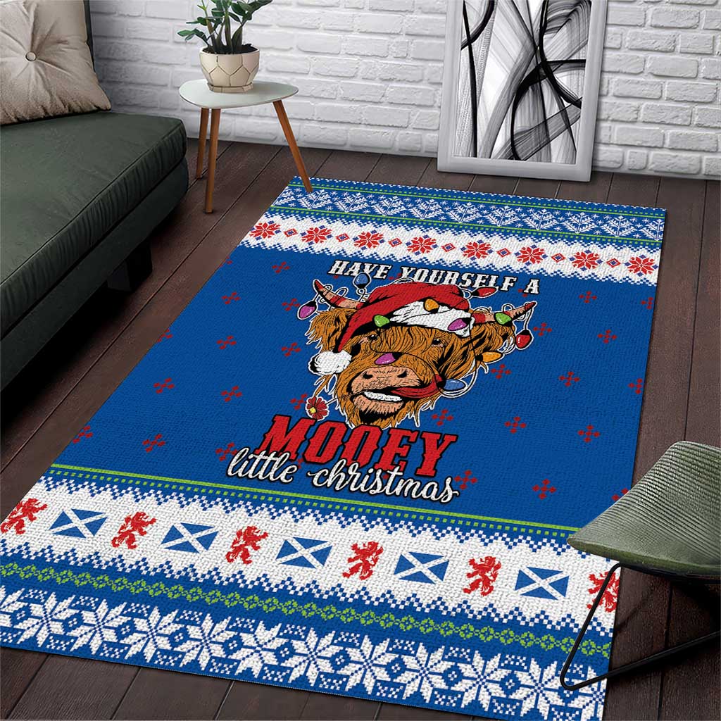 Scotland Christmas Area Rug Mooey Xmas Highland Cow LT05 - Wonder Print Shop