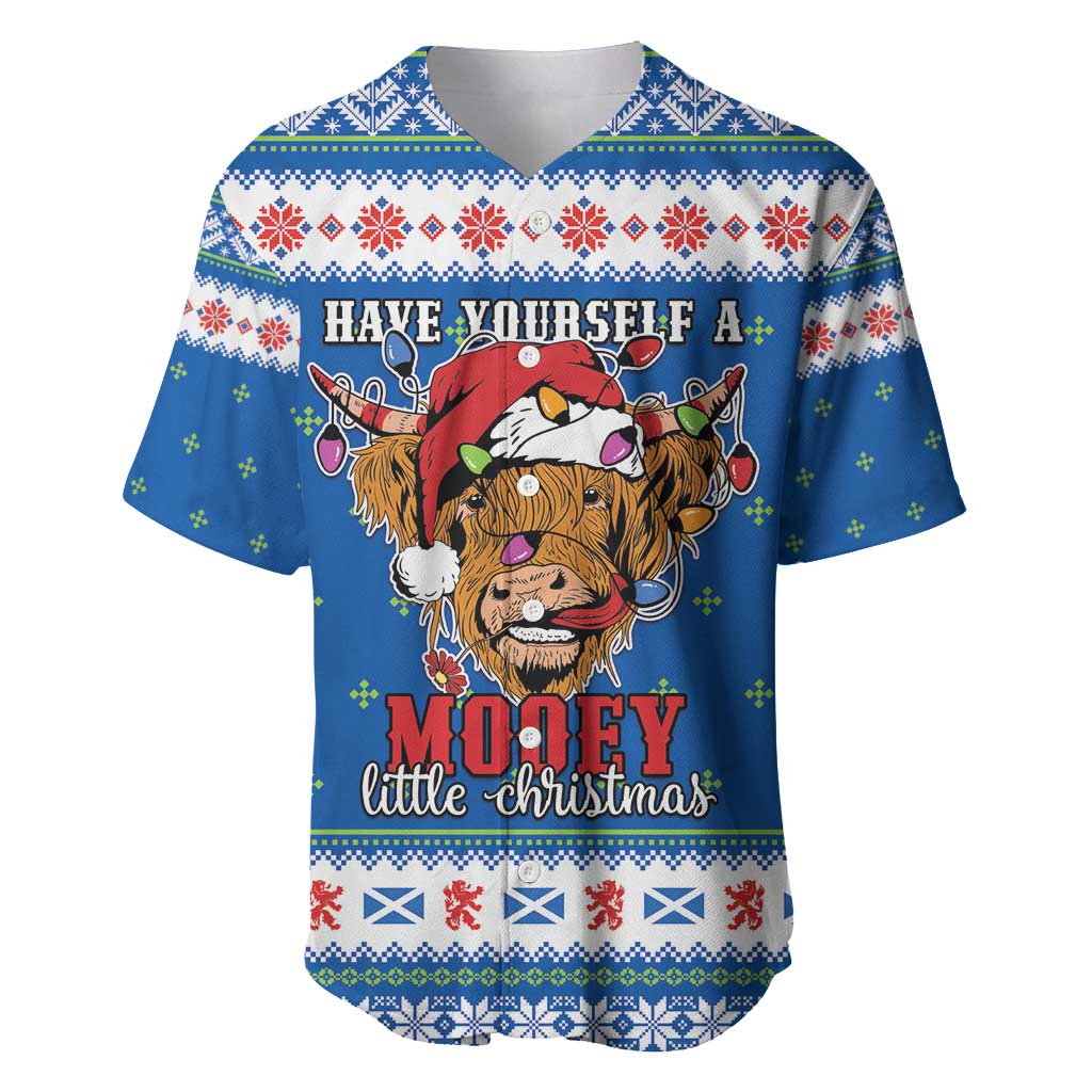 Scotland Christmas Baseball Jersey Mooey Xmas Highland Cow LT05 - Wonder Print Shop