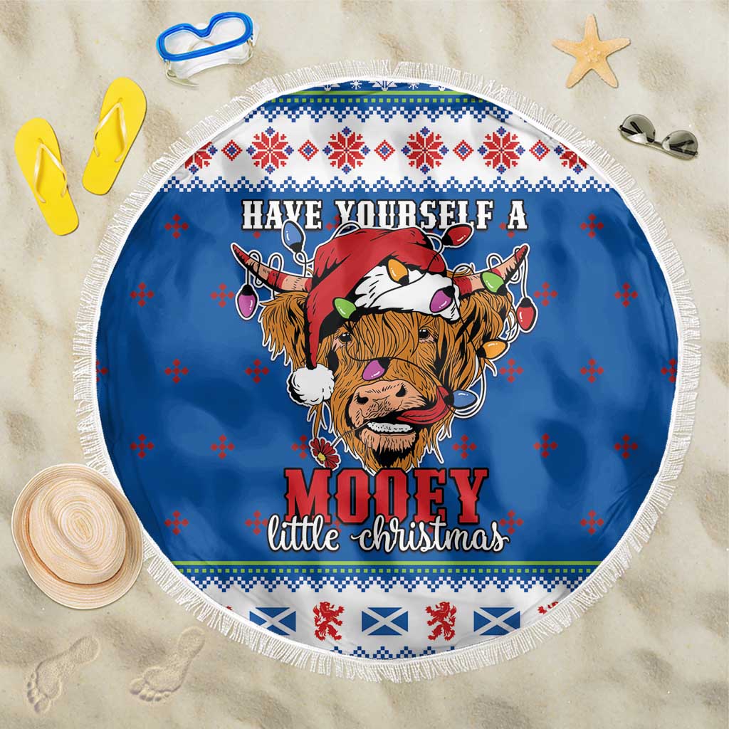 Scotland Christmas Beach Blanket Mooey Xmas Highland Cow LT05 - Wonder Print Shop