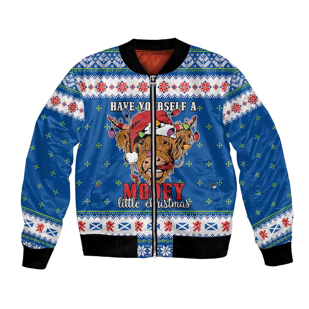 Scotland Christmas Bomber Jacket Mooey Xmas Highland Cow LT05 - Wonder Print Shop