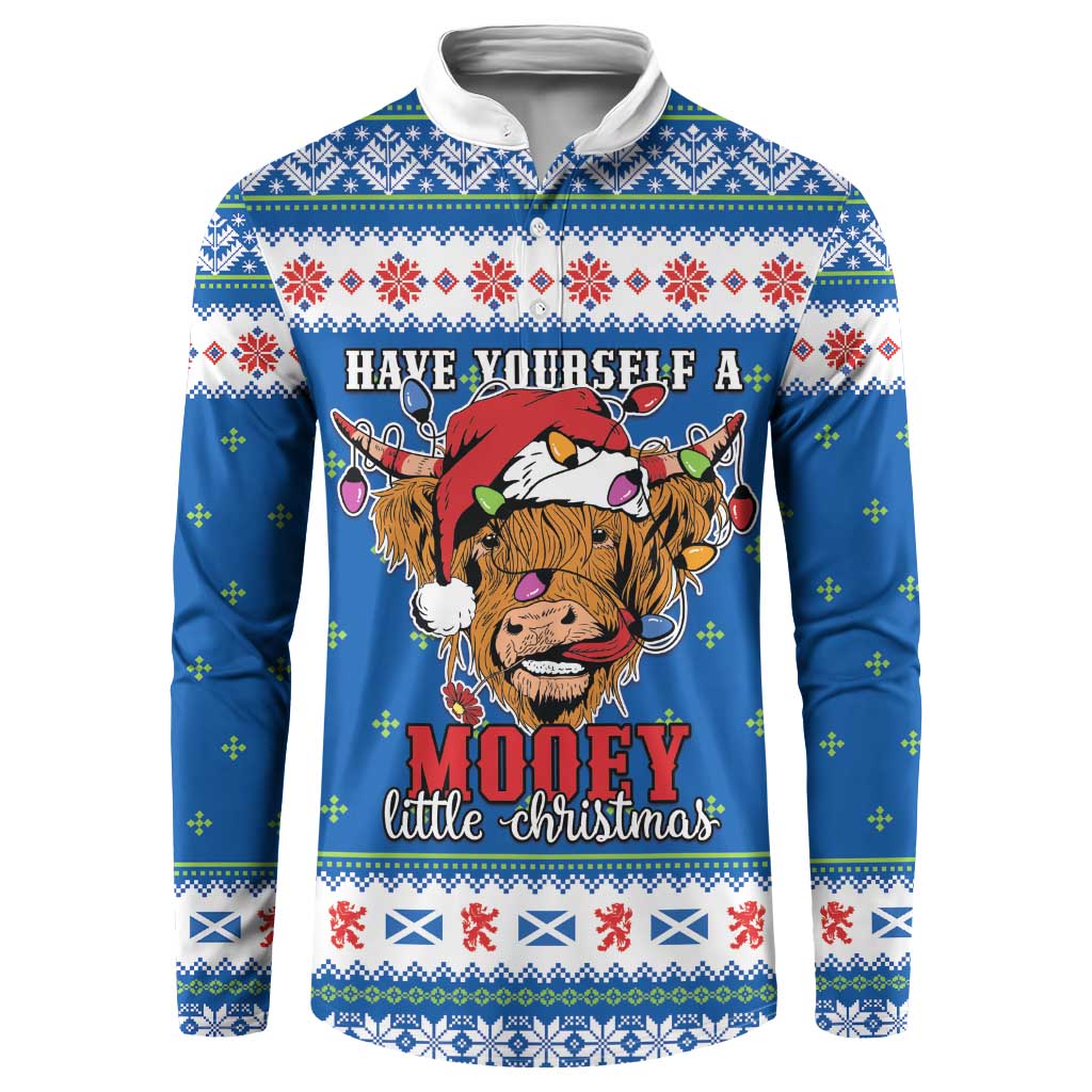 Scotland Christmas Button Sweatshirt Mooey Xmas Highland Cow LT05 - Wonder Print Shop