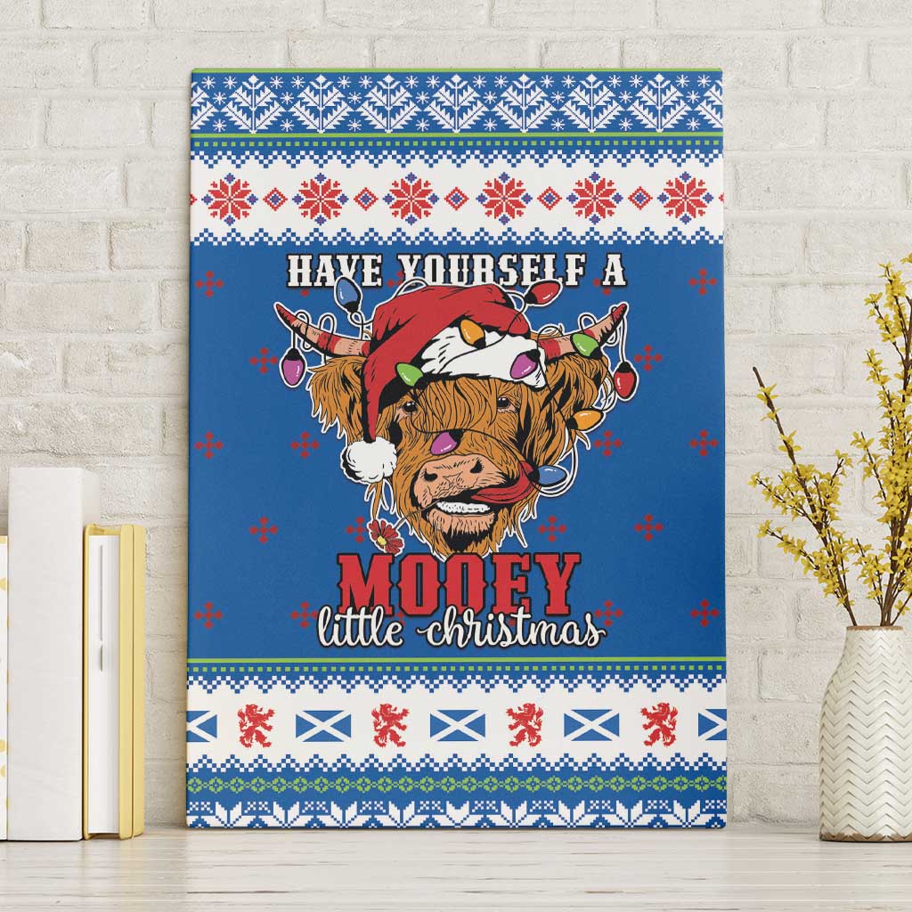 Scotland Christmas Canvas Wall Art Mooey Xmas Highland Cow LT05 - Wonder Print Shop