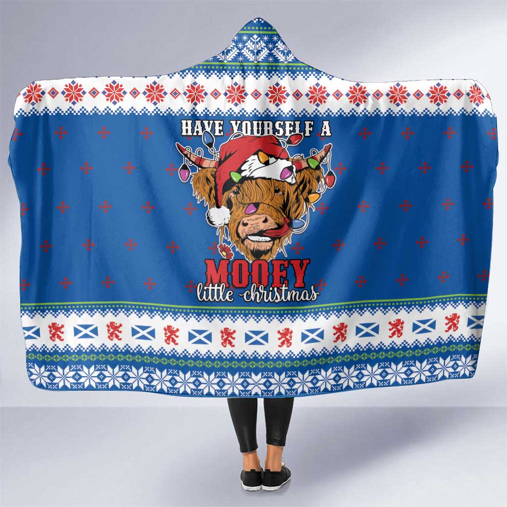 Scotland Christmas Hooded Blanket Mooey Xmas Highland Cow