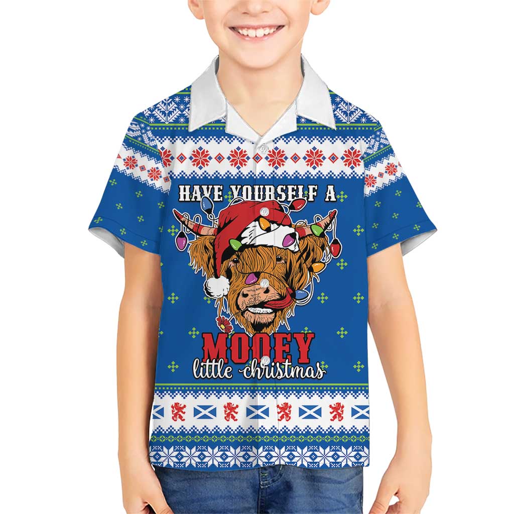 Scotland Christmas Kid Hawaiian Shirt Mooey Xmas Highland Cow LT05 - Wonder Print Shop