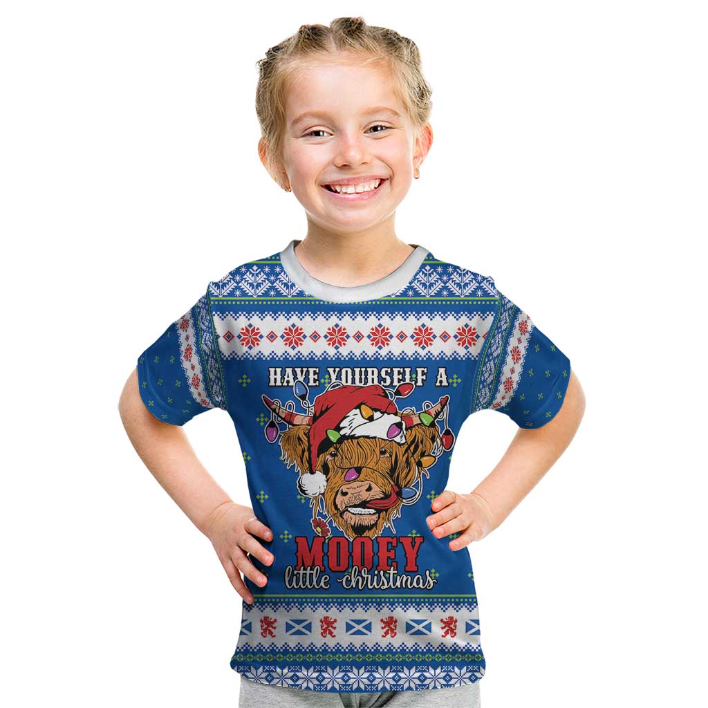 Scotland Christmas Kid T Shirt Mooey Xmas Highland Cow LT05 - Wonder Print Shop