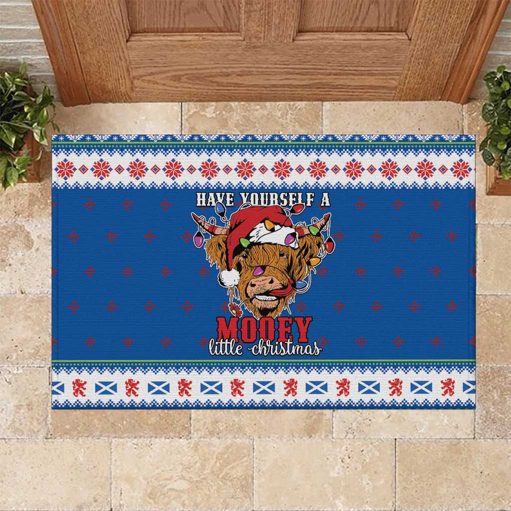 Scotland Christmas Rubber Doormat Mooey Xmas Highland Cow