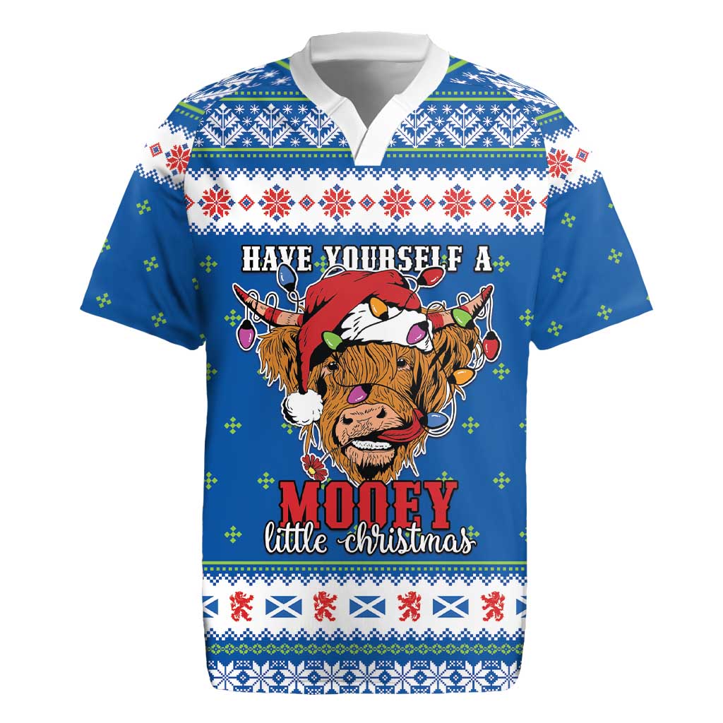 Scotland Christmas Rugby Jersey Mooey Xmas Highland Cow