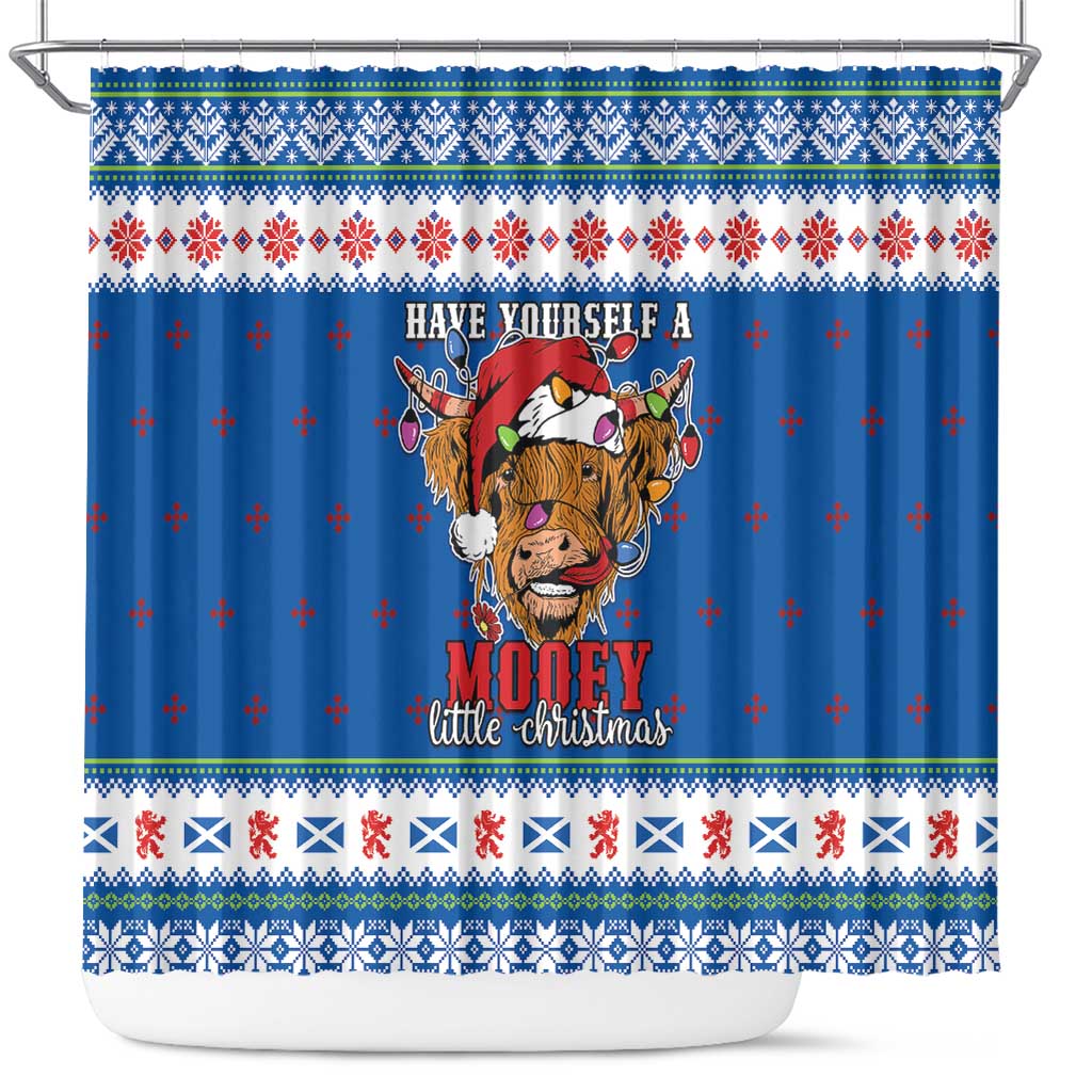 Scotland Christmas Shower Curtain Mooey Xmas Highland Cow