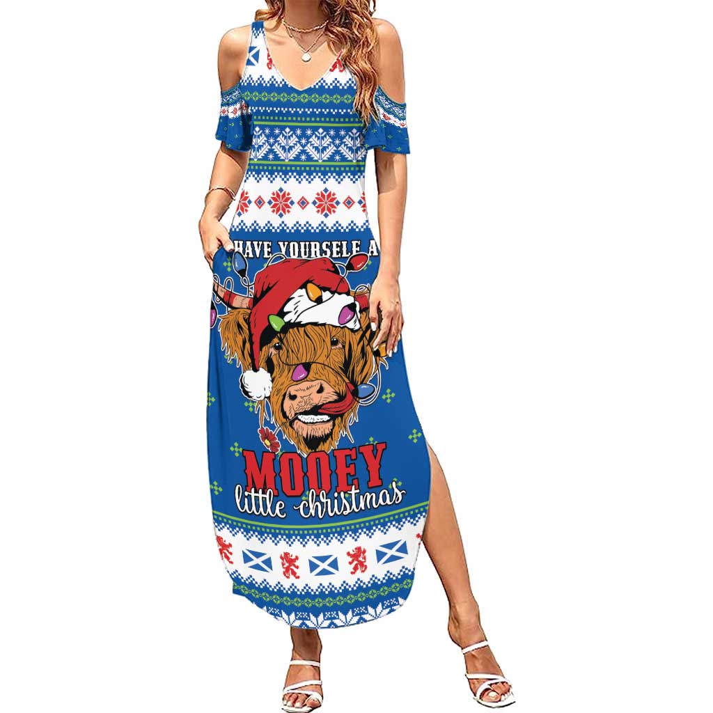 Scotland Christmas Summer Maxi Dress Mooey Xmas Highland Cow