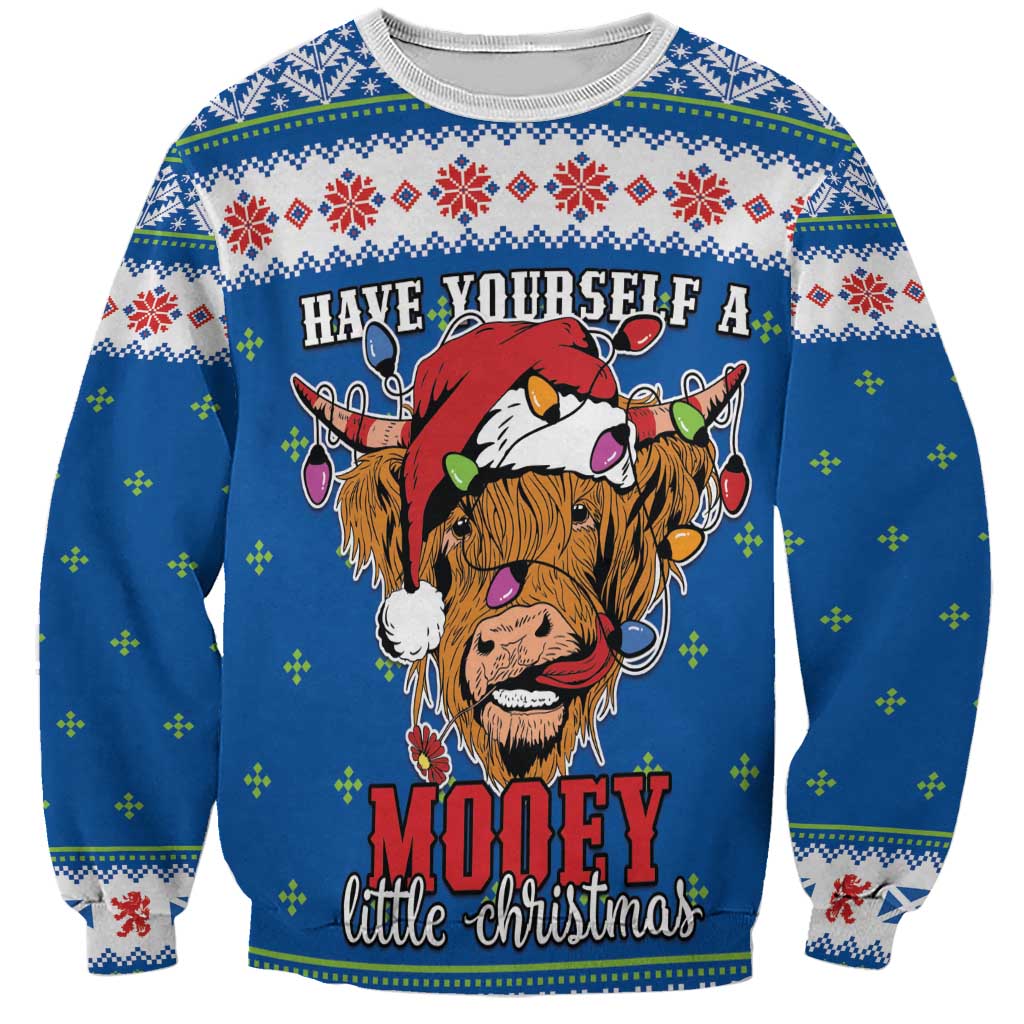 Scotland Christmas Sweatshirt Mooey Xmas Highland Cow