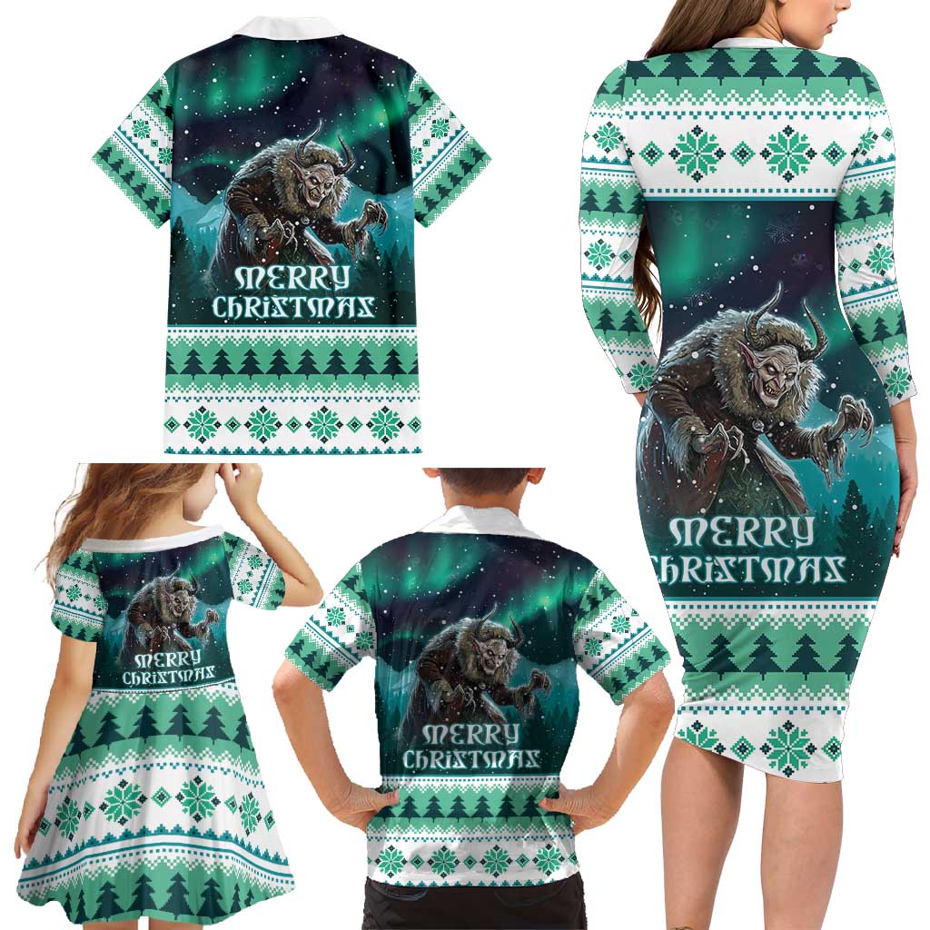 Iceland Christmas Family Matching Long Sleeve Bodycon Dress and Hawaiian Shirt Icelandic Folklore Evil Mother Gryla LT05 - Wonder Print Shop