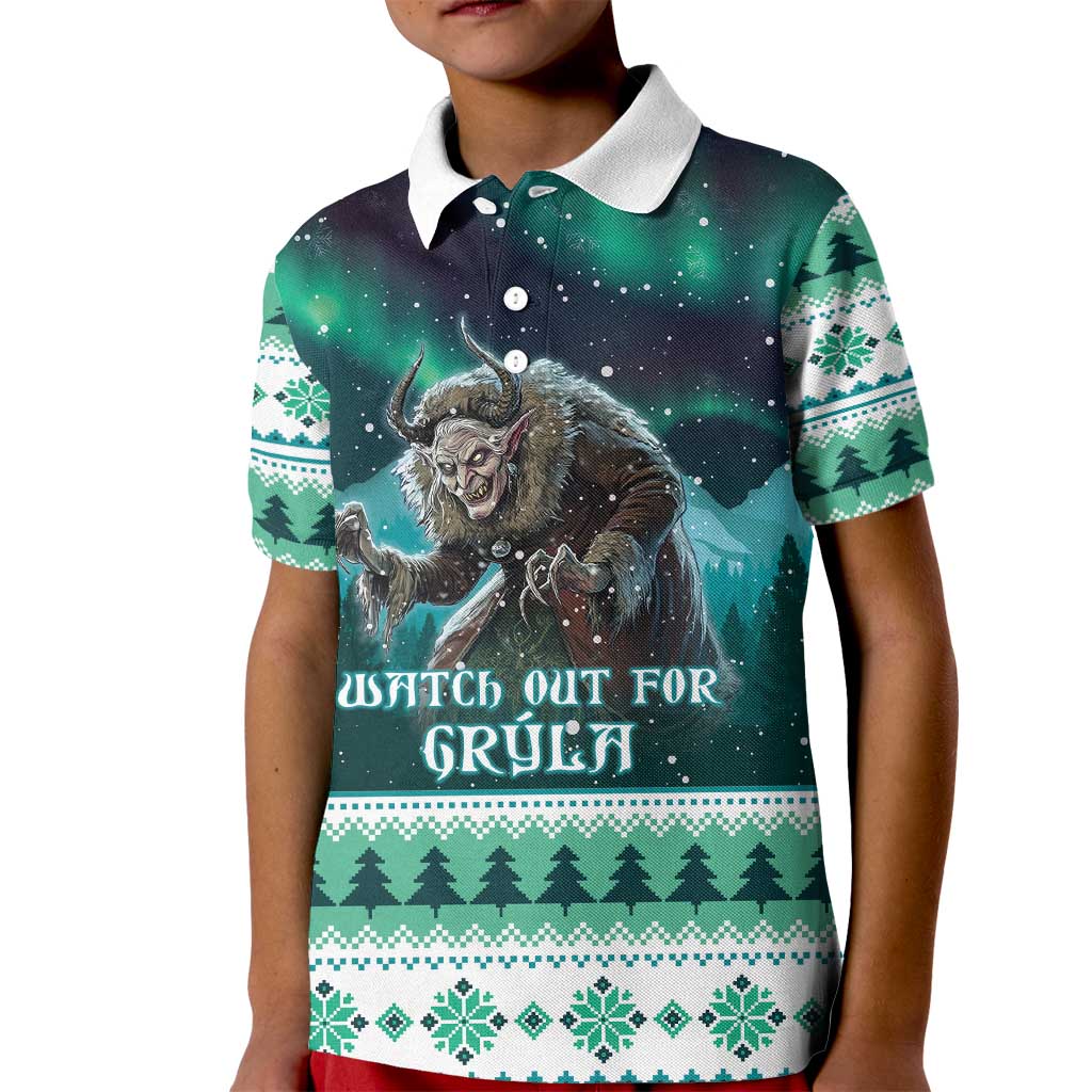 Iceland Christmas Kid Polo Shirt Icelandic Folklore Evil Mother Gryla LT05 - Wonder Print Shop