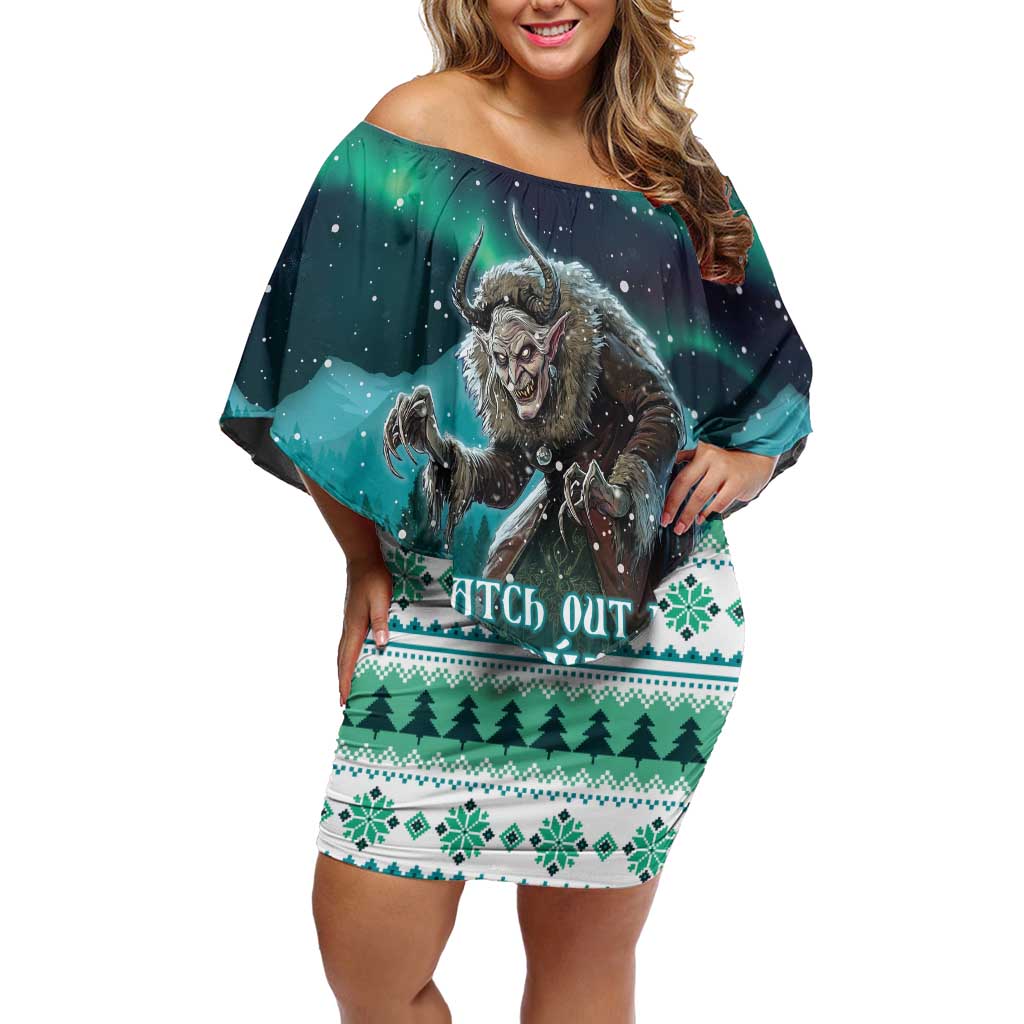 Iceland Christmas Off Shoulder Short Dress Icelandic Folklore Evil Mother Gryla LT05 - Wonder Print Shop