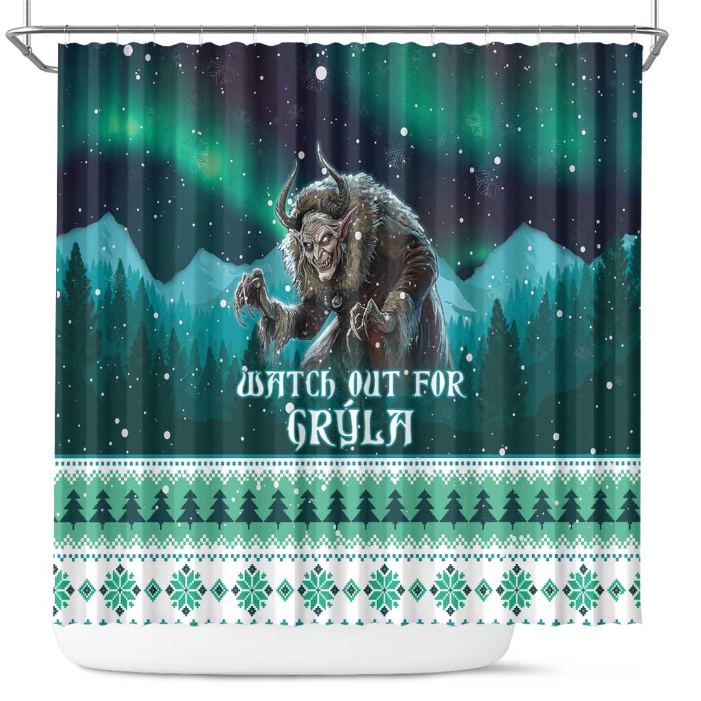 Iceland Christmas Shower Curtain Icelandic Folklore Evil Mother Gryla