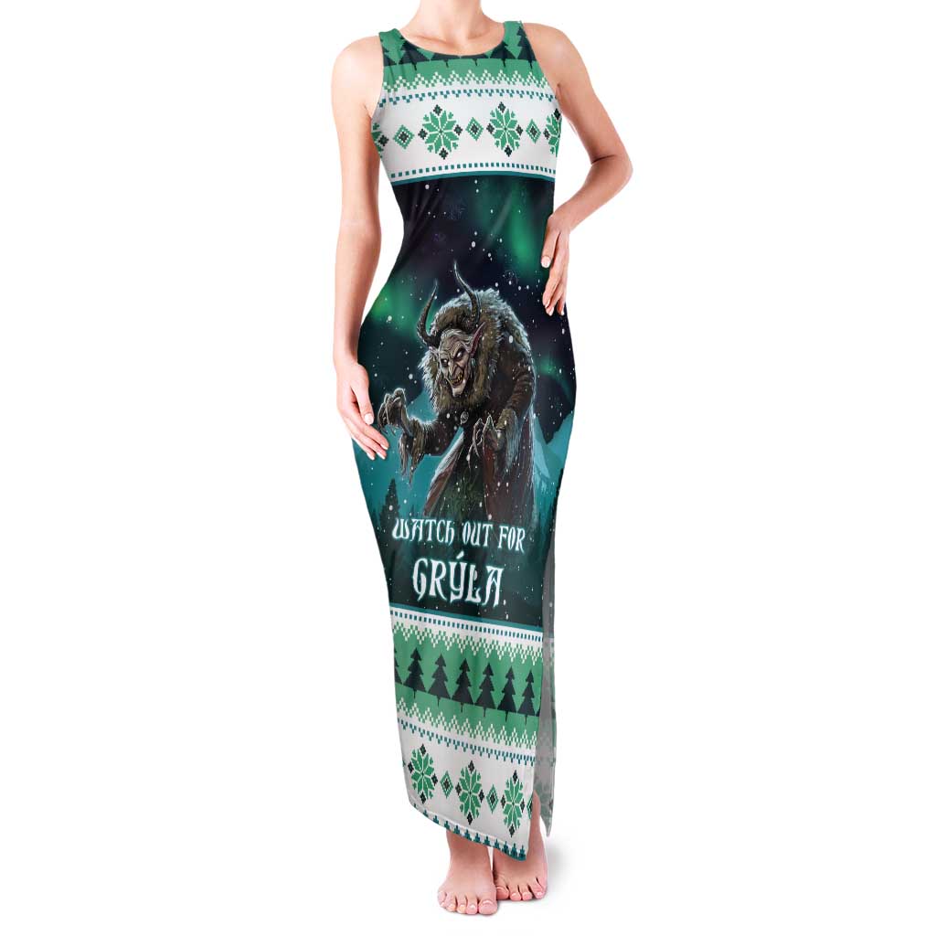 Iceland Christmas Tank Maxi Dress Icelandic Folklore Evil Mother Gryla