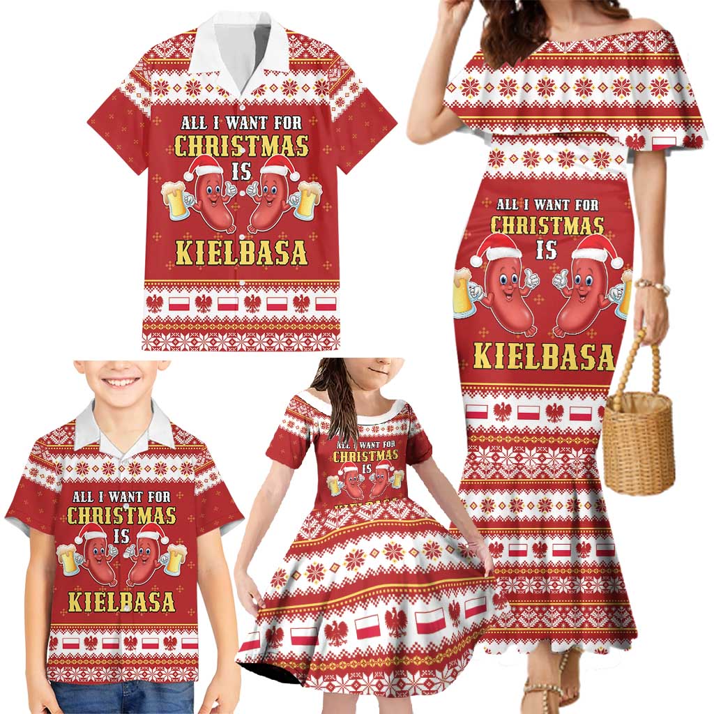 Poland Christmas Family Matching Mermaid Dress and Hawaiian Shirt All I Want For Xmas Is Kielbasa LT05 - Wonder Print Shop