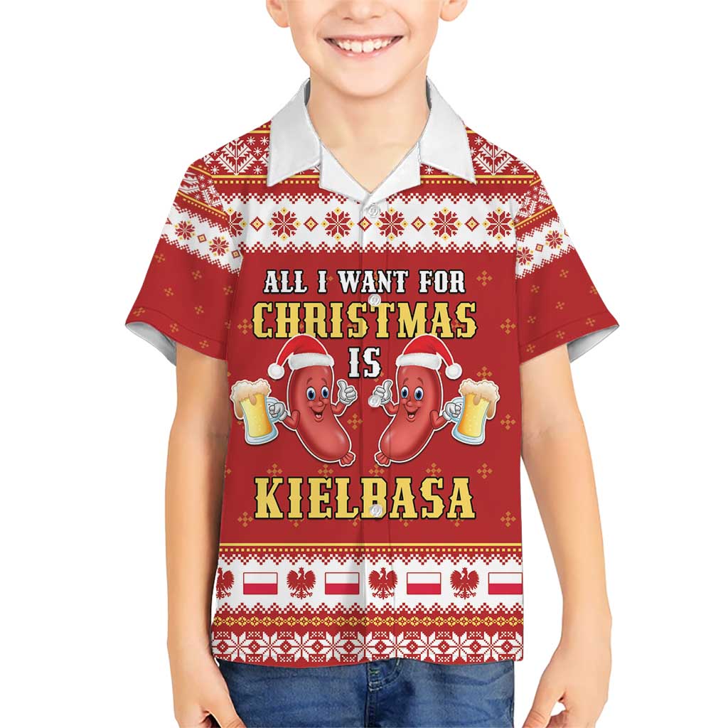 Poland Christmas Kid Hawaiian Shirt All I Want For Xmas Is Kielbasa LT05 - Wonder Print Shop