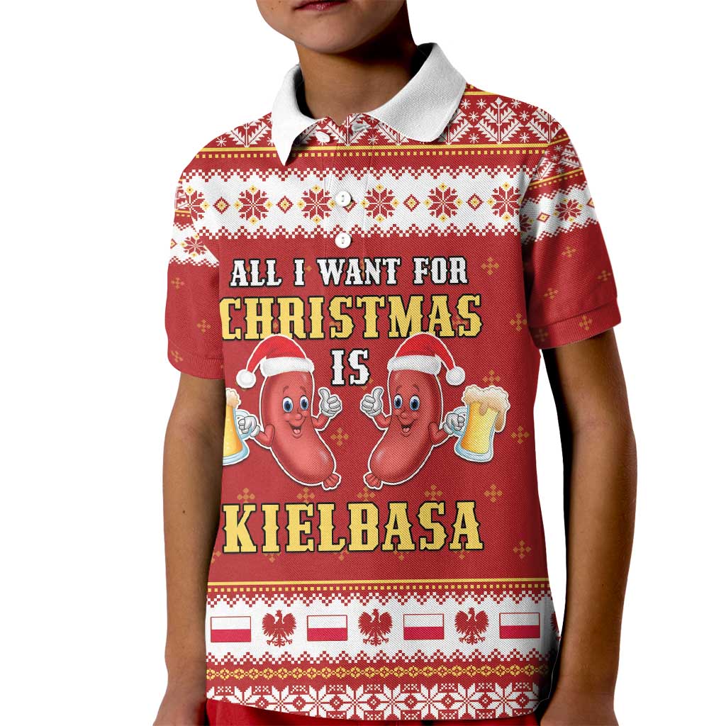 Poland Christmas Kid Polo Shirt All I Want For Xmas Is Kielbasa LT05 - Wonder Print Shop