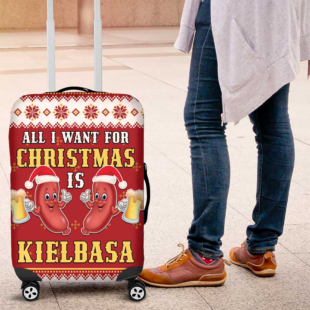 Poland Christmas Luggage Cover All I Want For Xmas Is Kielbasa LT05 - Wonder Print Shop