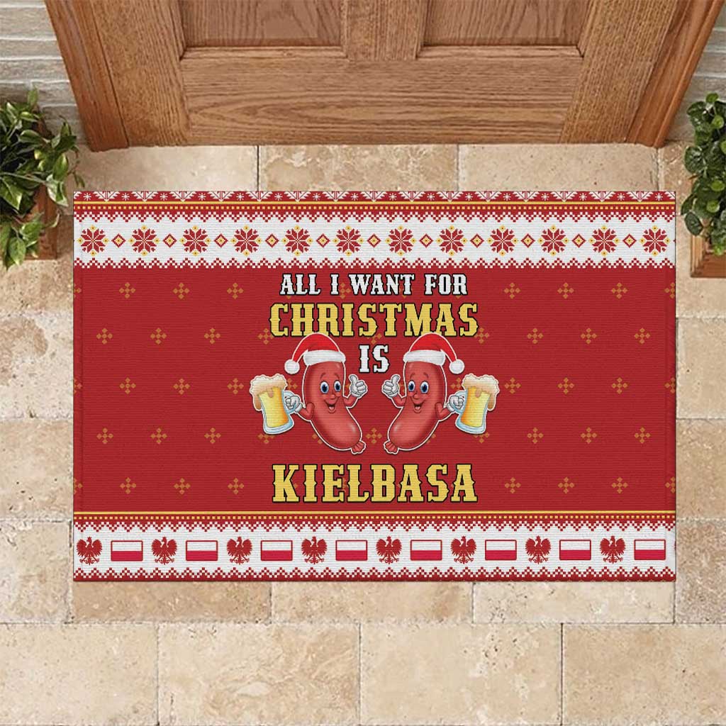 Poland Christmas Rubber Doormat All I Want For Xmas Is Kielbasa LT05 - Wonder Print Shop