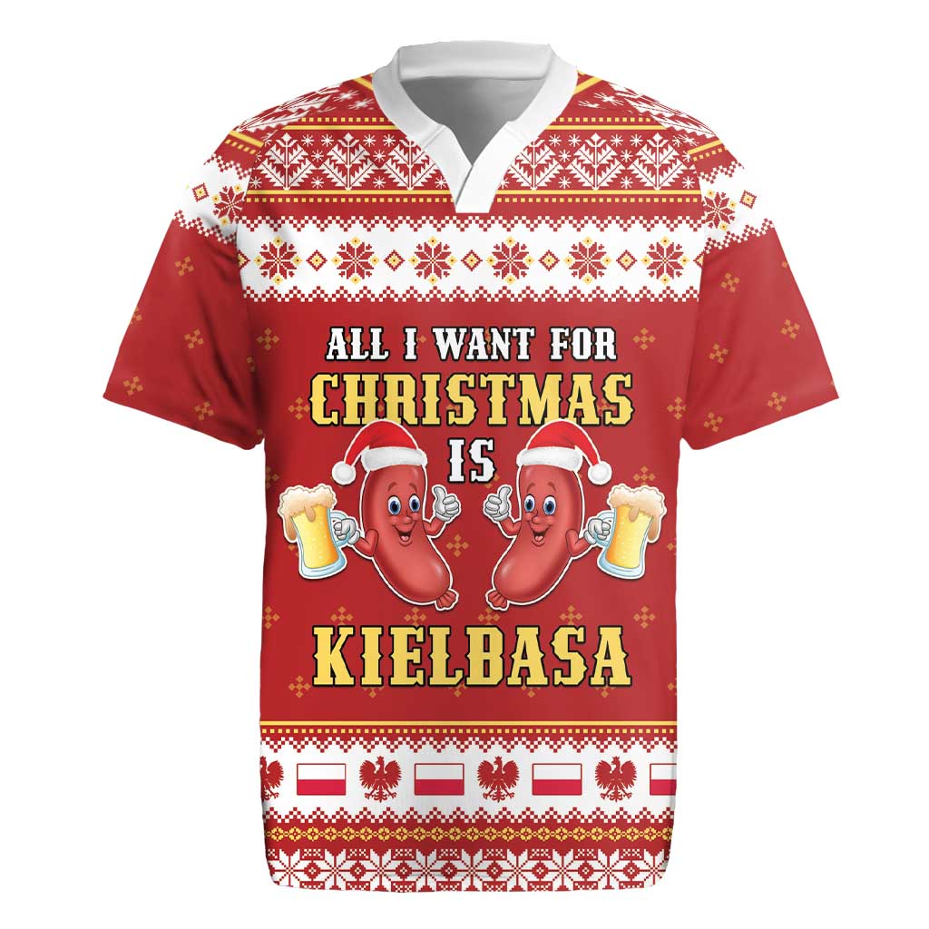 Poland Christmas Rugby Jersey All I Want For Xmas Is Kielbasa LT05 - Wonder Print Shop