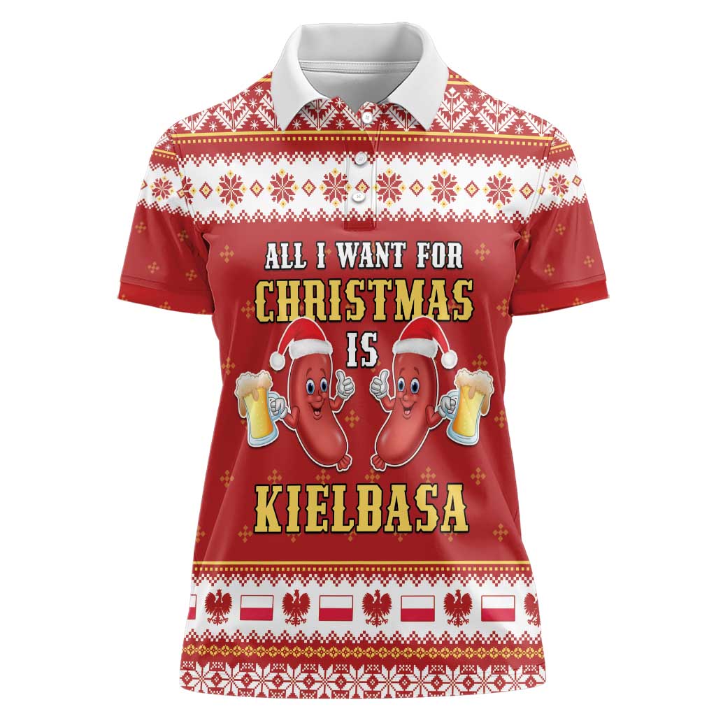 Poland Christmas Women Polo Shirt All I Want For Xmas Is Kielbasa LT05 - Wonder Print Shop