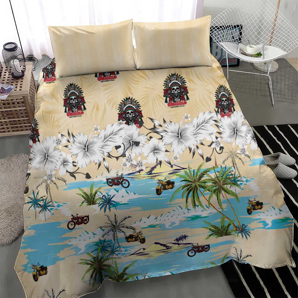 Indian Legendary Motorcycle Bedding Set Tropical Style - Wonder Print Shop
