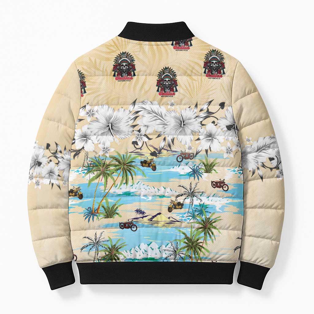 Indian Legendary Motorcycle Bomber Puffer Jacket Tropical Style - Wonder Print Shop