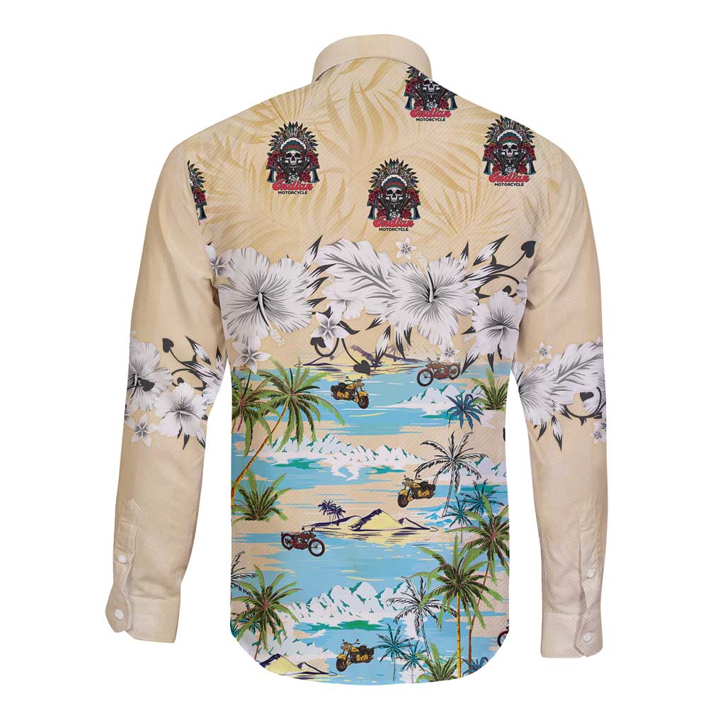 Indian Legendary Motorcycle Long Sleeve Button Shirt Tropical Style - Wonder Print Shop
