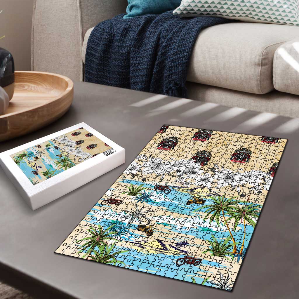 Indian Legendary Motorcycle Puzzle Tropical Style - Wonder Print Shop