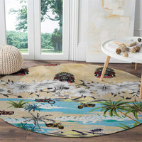Indian Legendary Motorcycle Round Carpet Tropical Style - Wonder Print Shop