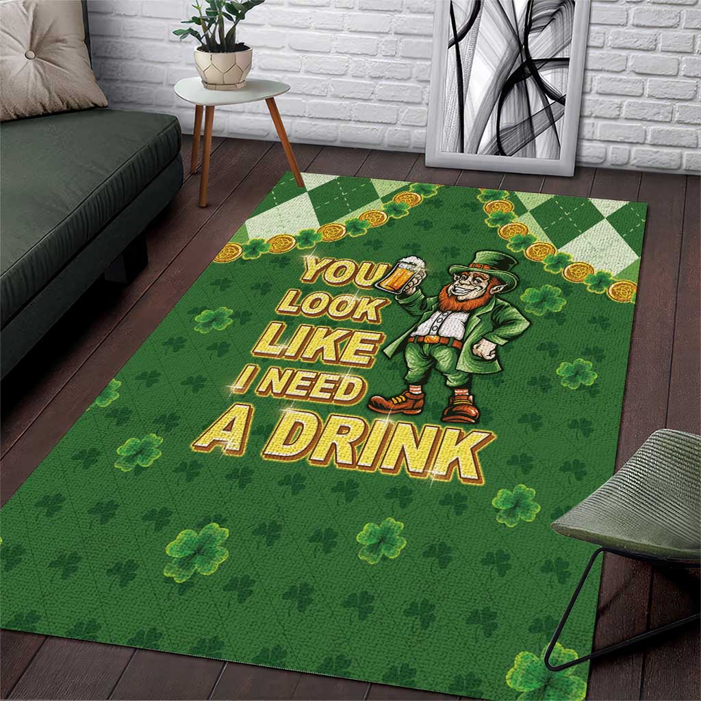 Happy St Patrick's Day Area Rug Leprechaun With Beer