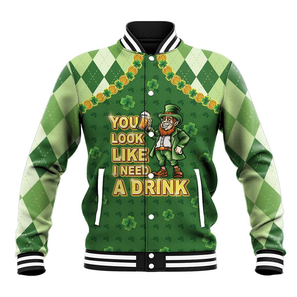 Happy St Patrick's Day Baseball Jacket Leprechaun With Beer