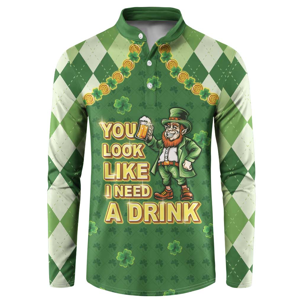 Happy St Patrick's Day Button Sweatshirt Leprechaun With Beer