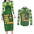 Happy St Patrick's Day Couples Matching Long Sleeve Bodycon Dress and Long Sleeve Button Shirt Leprechaun With Beer