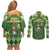 Happy St Patrick's Day Couples Matching Off Shoulder Short Dress and Long Sleeve Button Shirt Leprechaun With Beer