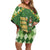 Happy St Patrick's Day Family Matching Off Shoulder Short Dress and Hawaiian Shirt Leprechaun With Beer