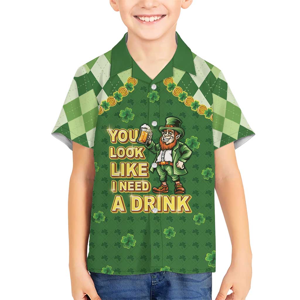 Happy St Patrick's Day Kid Hawaiian Shirt Leprechaun With Beer