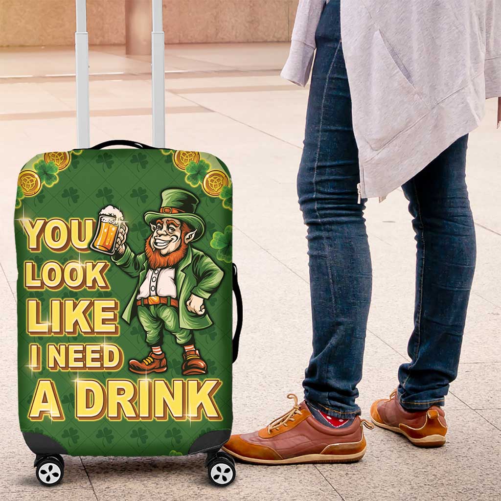 Happy St Patrick's Day Luggage Cover Leprechaun With Beer