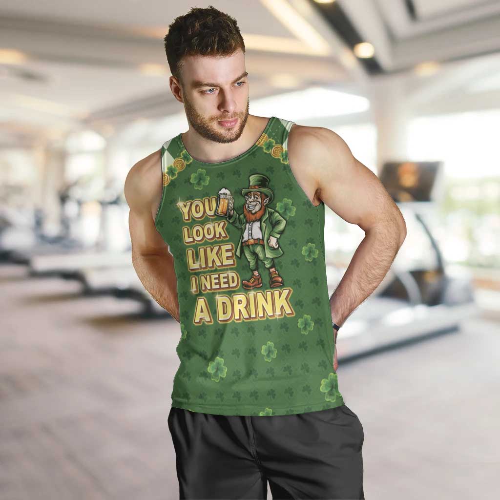 Happy St Patrick's Day Men Tank Top Leprechaun With Beer