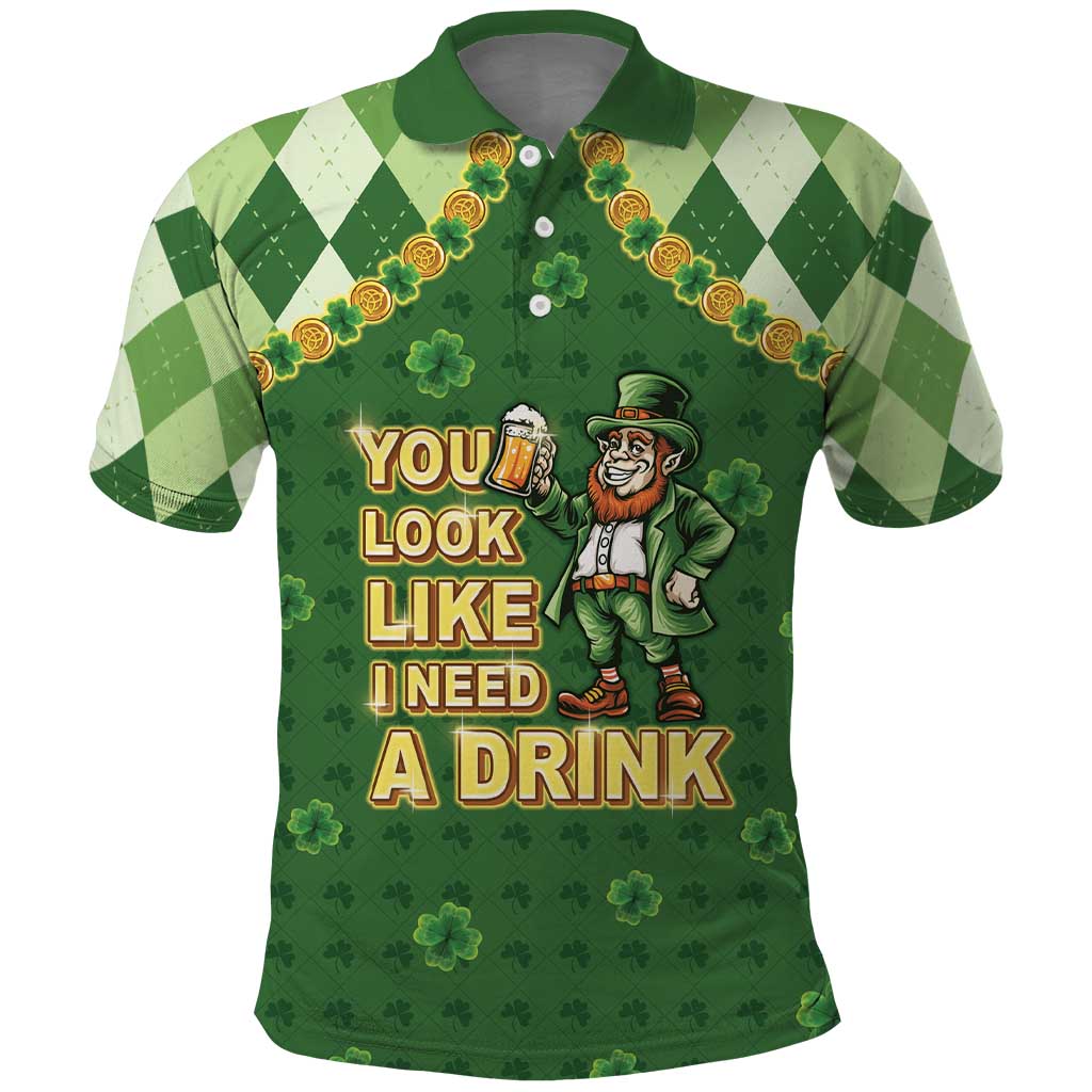 Happy St Patrick's Day Polo Shirt Leprechaun With Beer