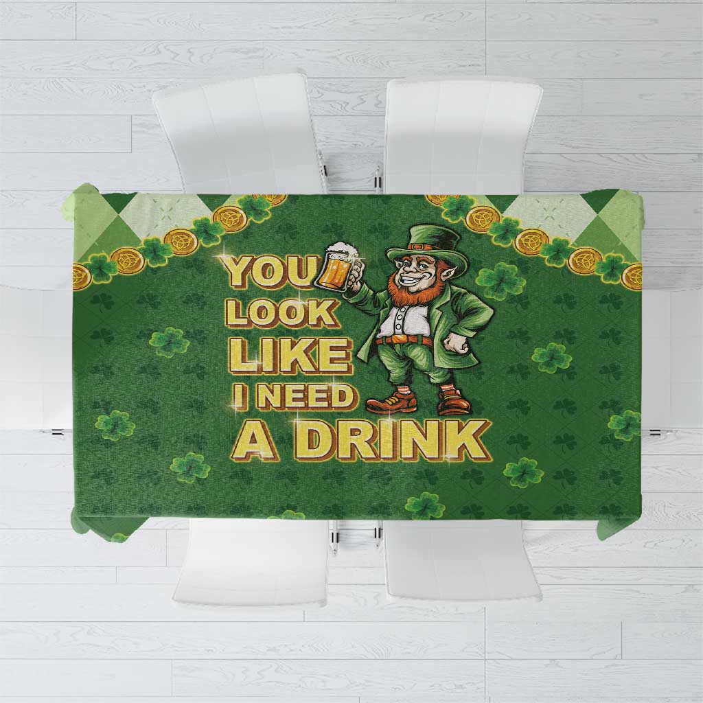 Happy St Patrick's Day Tablecloth Leprechaun With Beer