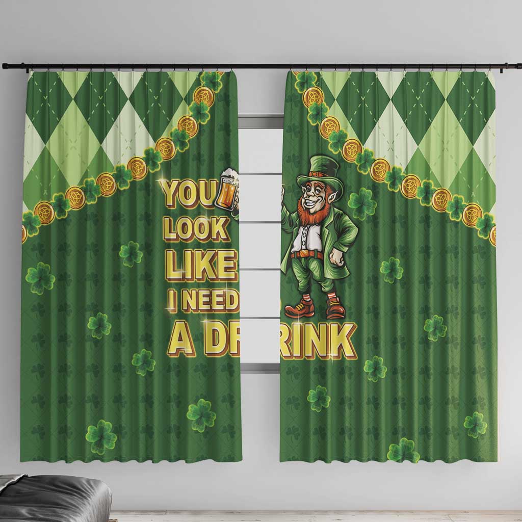 Happy St Patrick's Day Window Curtain Leprechaun With Beer