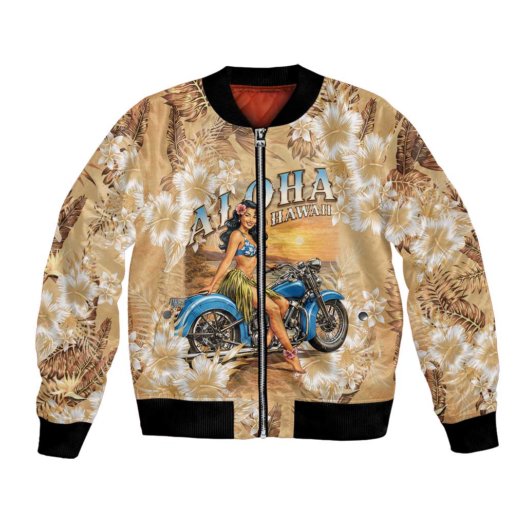 Aloha Hawaii Biker Bomber Jacket Ride To Paradise