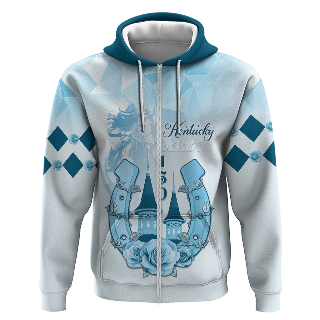 Kentucky Horse Racing Zip Hoodie 150th Anniversary Blue Version LT05 - Wonder Print Shop